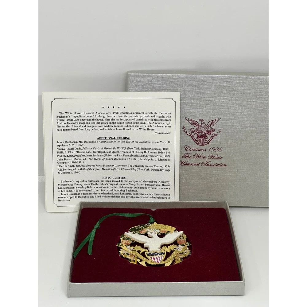 VTG White House Historical Association Ornament‎ Gold 1998 James Buchanan Eagle